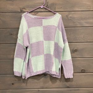 Pink Lily Women’s Mint and Purple Sweater